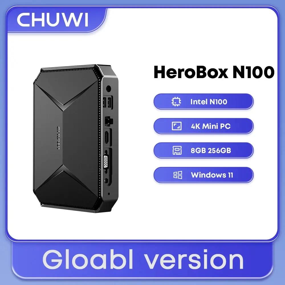 CHUWI Herobox ̴ PC  12  N100  ھ, 8GB LPDDR5 256G SSD,  11,  6,  5.2, HD Ʈ VGA 3.5mm Ʈ